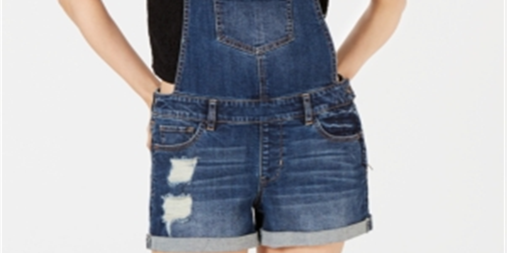 Macacão jeans com punho Dollhouse Juniors, camurça azul, tamanho 3