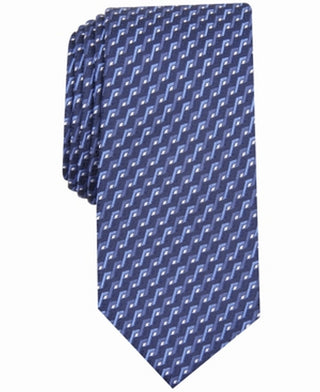 Gravata Alfani Masculina Trellis Geométrica Skinny Slim Seda Azul Tamanho Único