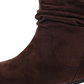 Brinley Co. Bota feminina de cano médio em microsuede com salto largo e cano alto, marrom, tamanho 6,5