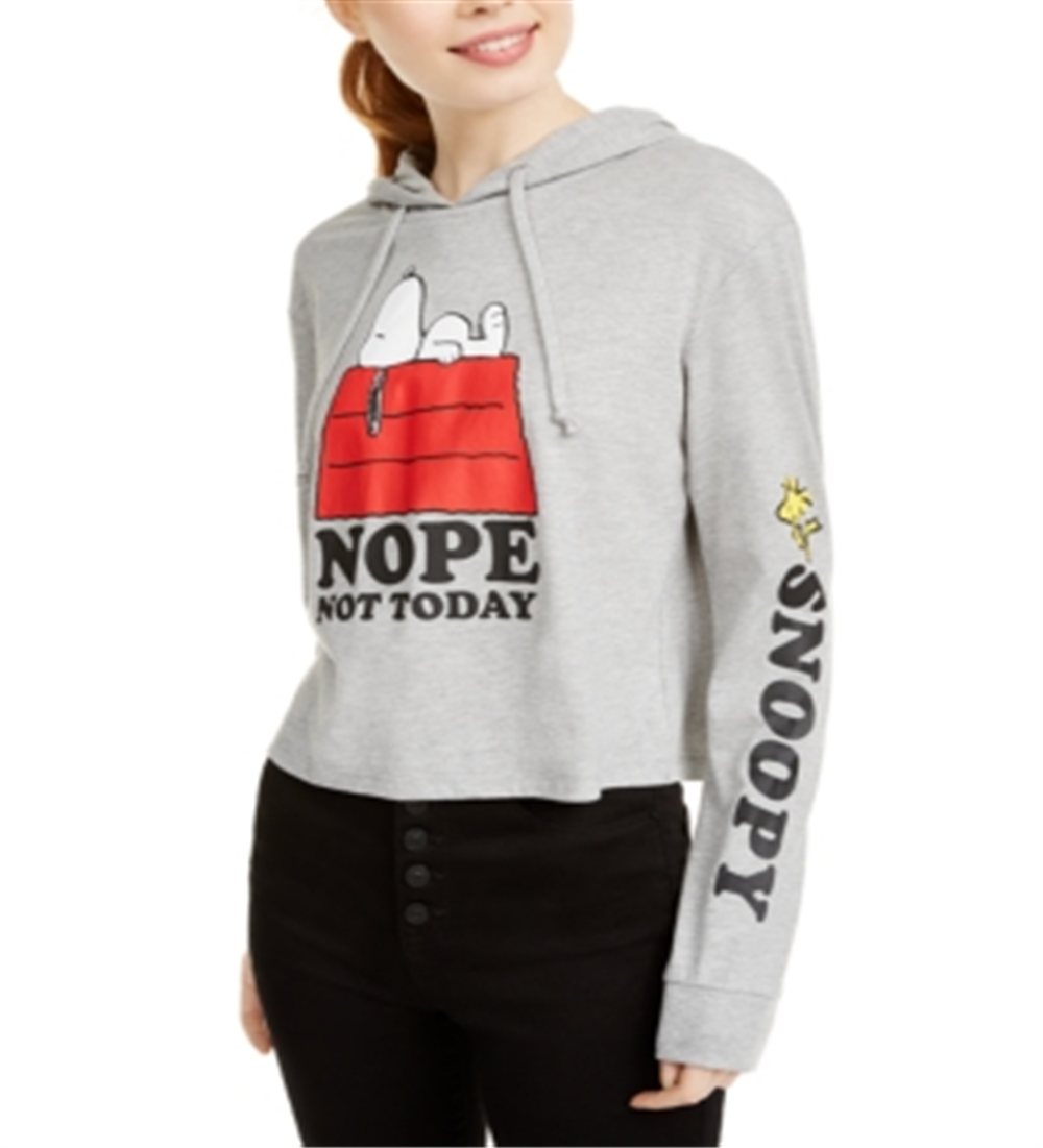 Moletom com capuz estampado Snoopy Peanuts Juniors cinza tamanho grande