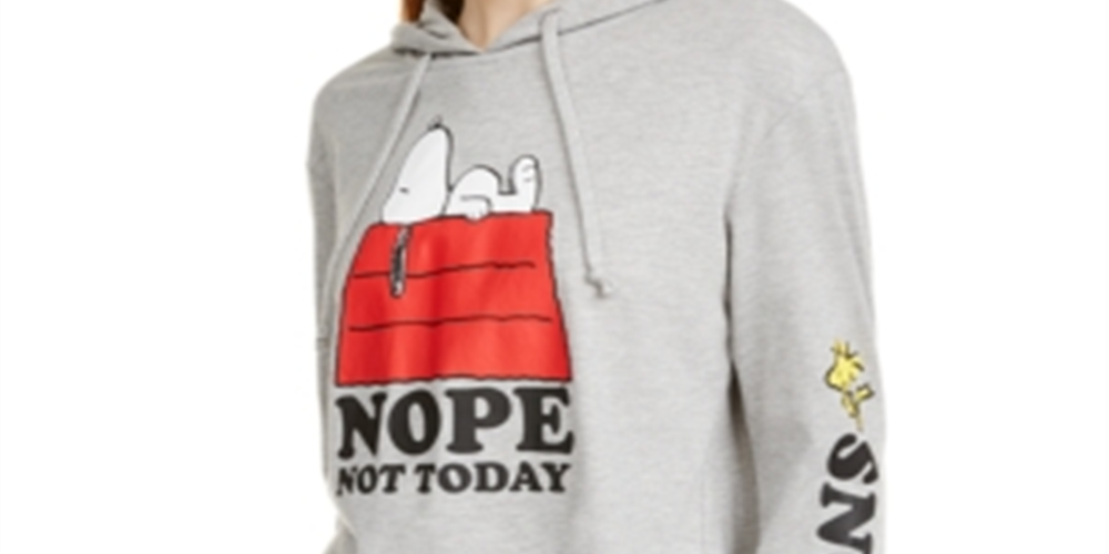 Moletom com capuz estampado Snoopy Peanuts Juniors cinza tamanho grande