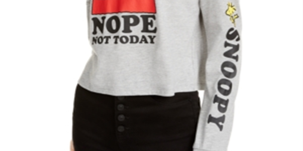 Moletom com capuz estampado Snoopy Peanuts Juniors cinza tamanho grande