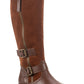 Botas de couro femininas American Rag com detalhe de tira e zíper, fivela e salto bloco Collins, tamanho 7,5 M
