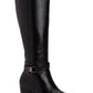 Giani Bernini Rozario Couro Feminino Biqueira Amêndoa Joelho Alto Botas Moda Pretas Tamanho 7,5M