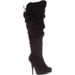 Botas femininas Thalia Sodi Brisa Wide Calf Platform até o joelho, pretas, tamanho 9W-WC