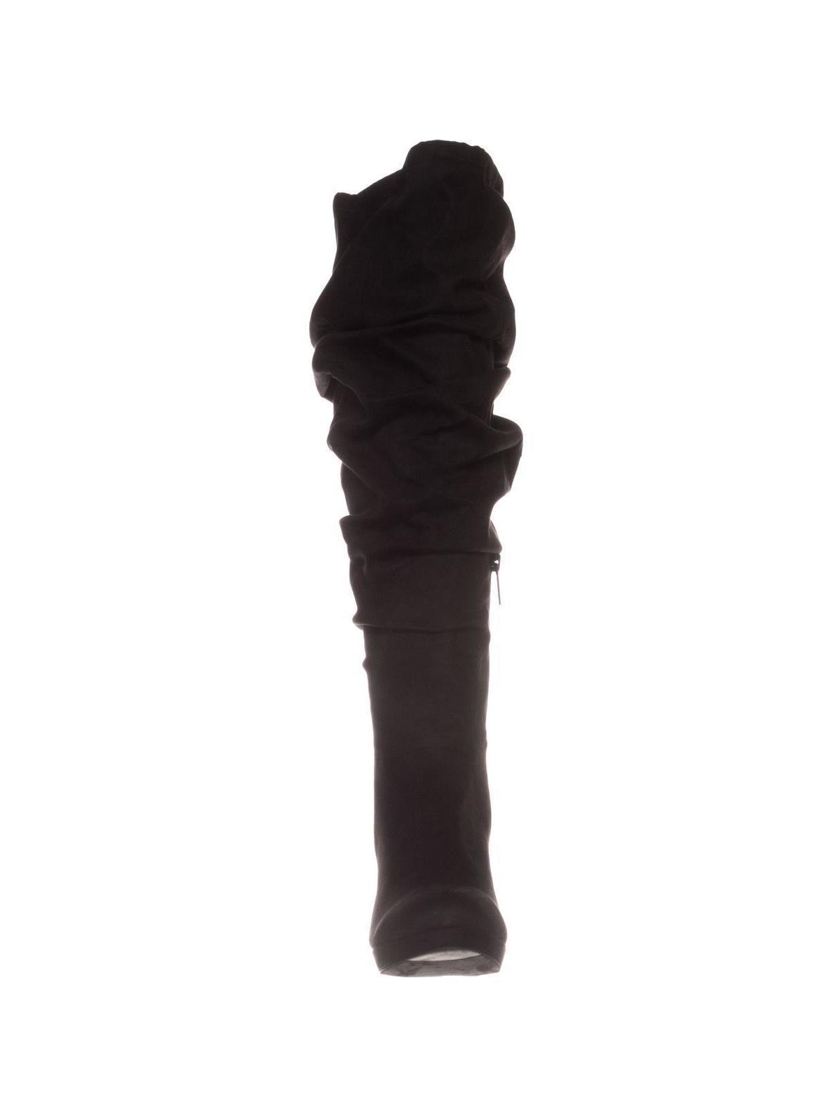 Botas femininas Thalia Sodi Brisa Wide Calf Platform até o joelho, pretas, tamanho 9W-WC