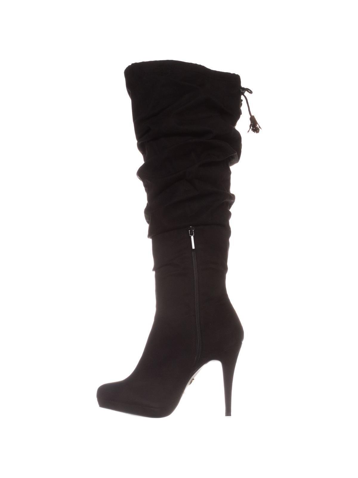 Botas femininas Thalia Sodi Brisa Wide Calf Platform até o joelho, pretas, tamanho 9W-WC