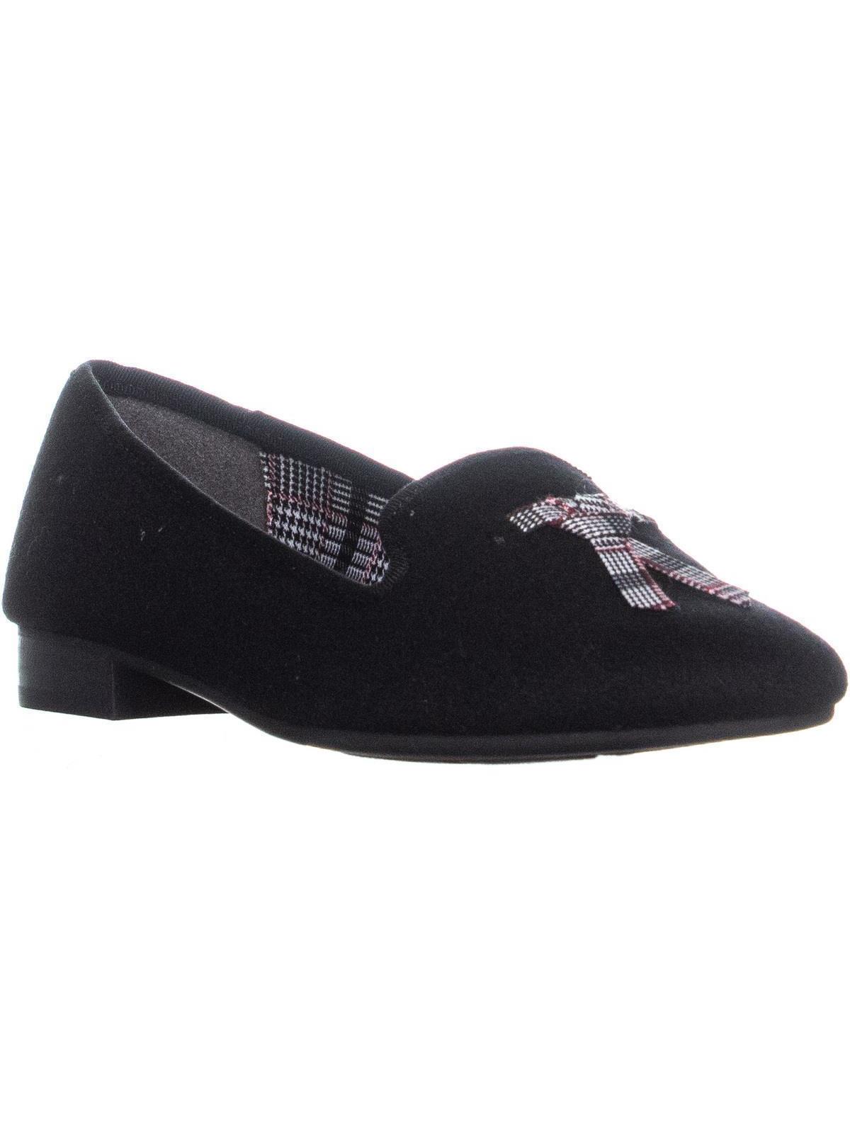 Mocassim feminino Charter Club Femmiie de tecido com bico redondo, preto, tamanho 8