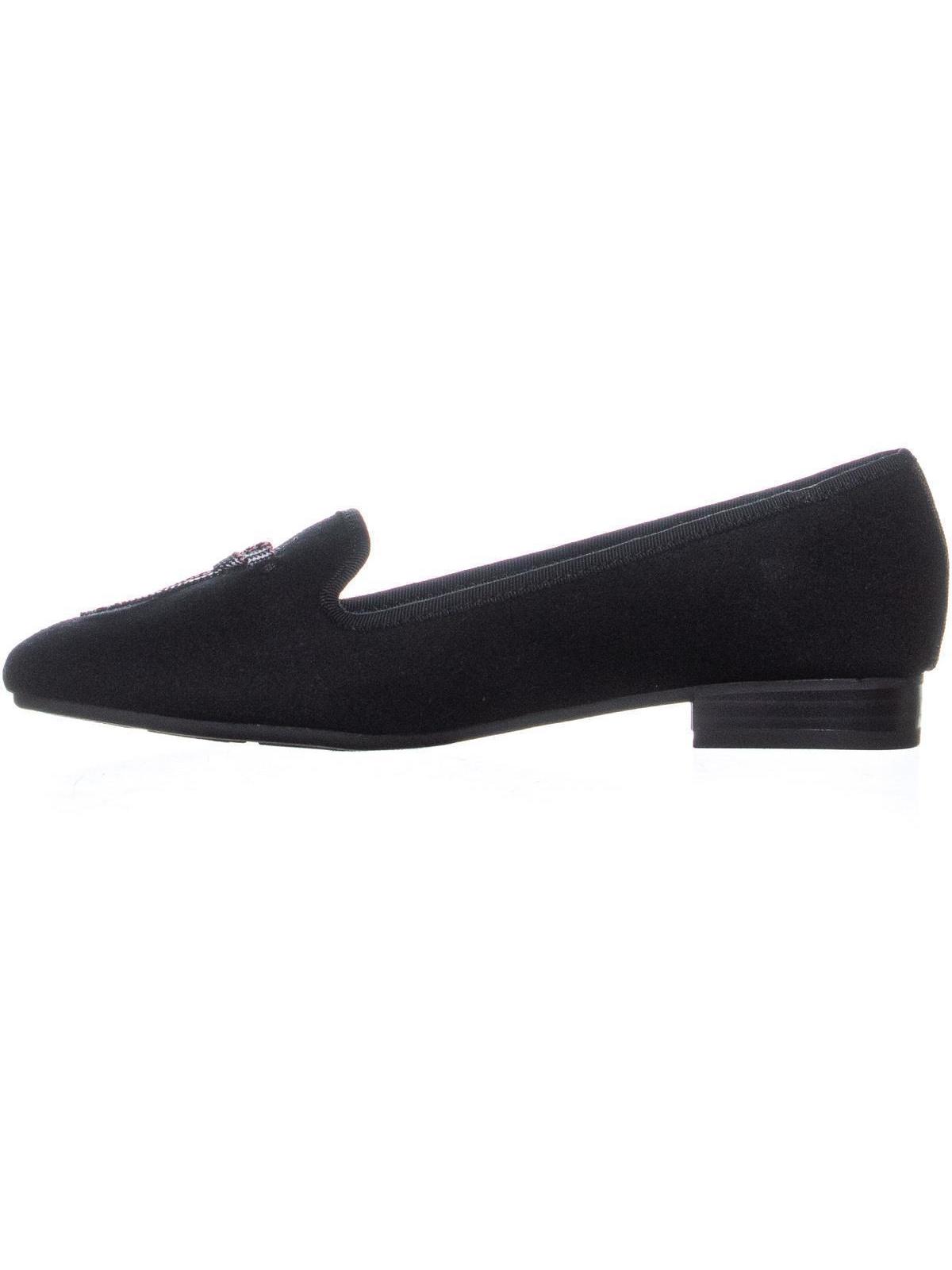 Mocassim feminino Charter Club Femmiie de tecido com bico redondo, preto, tamanho 8