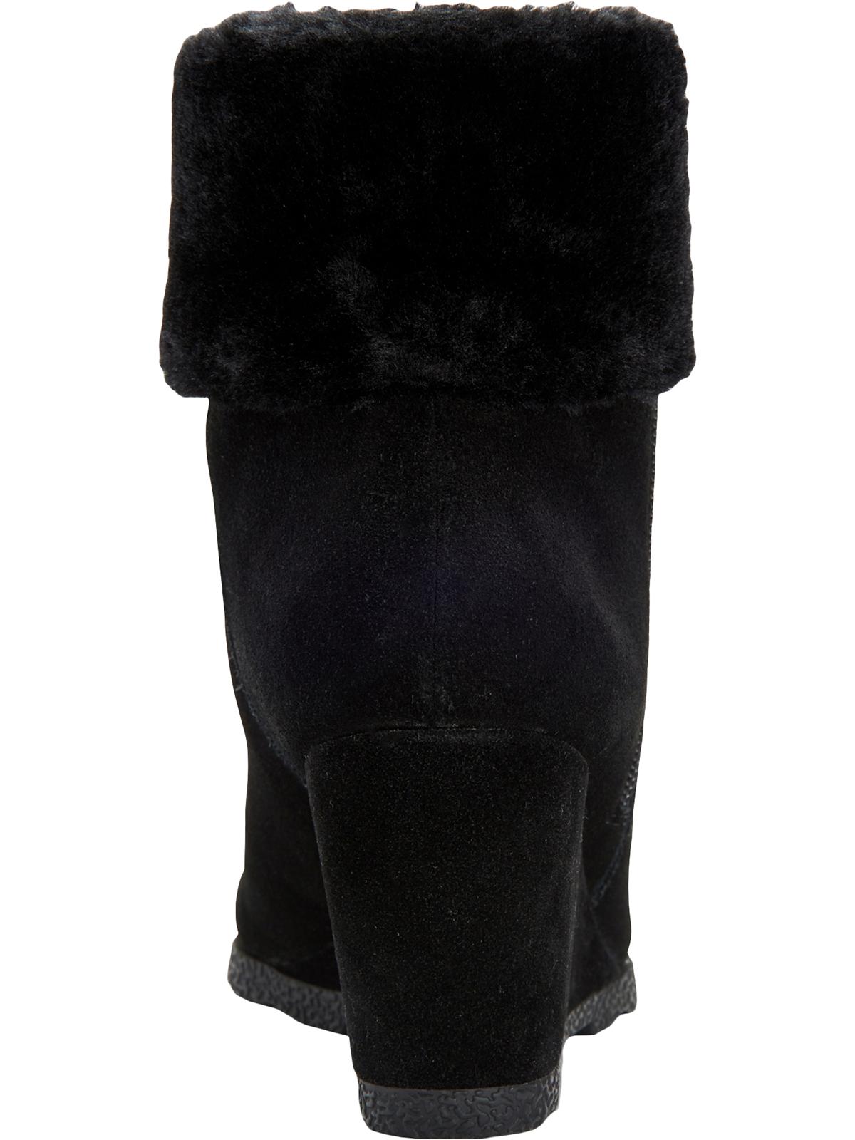 Botas femininas Alfani de couro com zíper e punho de pele sintética, pretas, tamanho 6,5 M