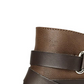 Material Girl Botas femininas com tiras acolchoadas, de material misto, com fivela e bico redondo, salto bloco e zíper, marrom, tamanho 10 M