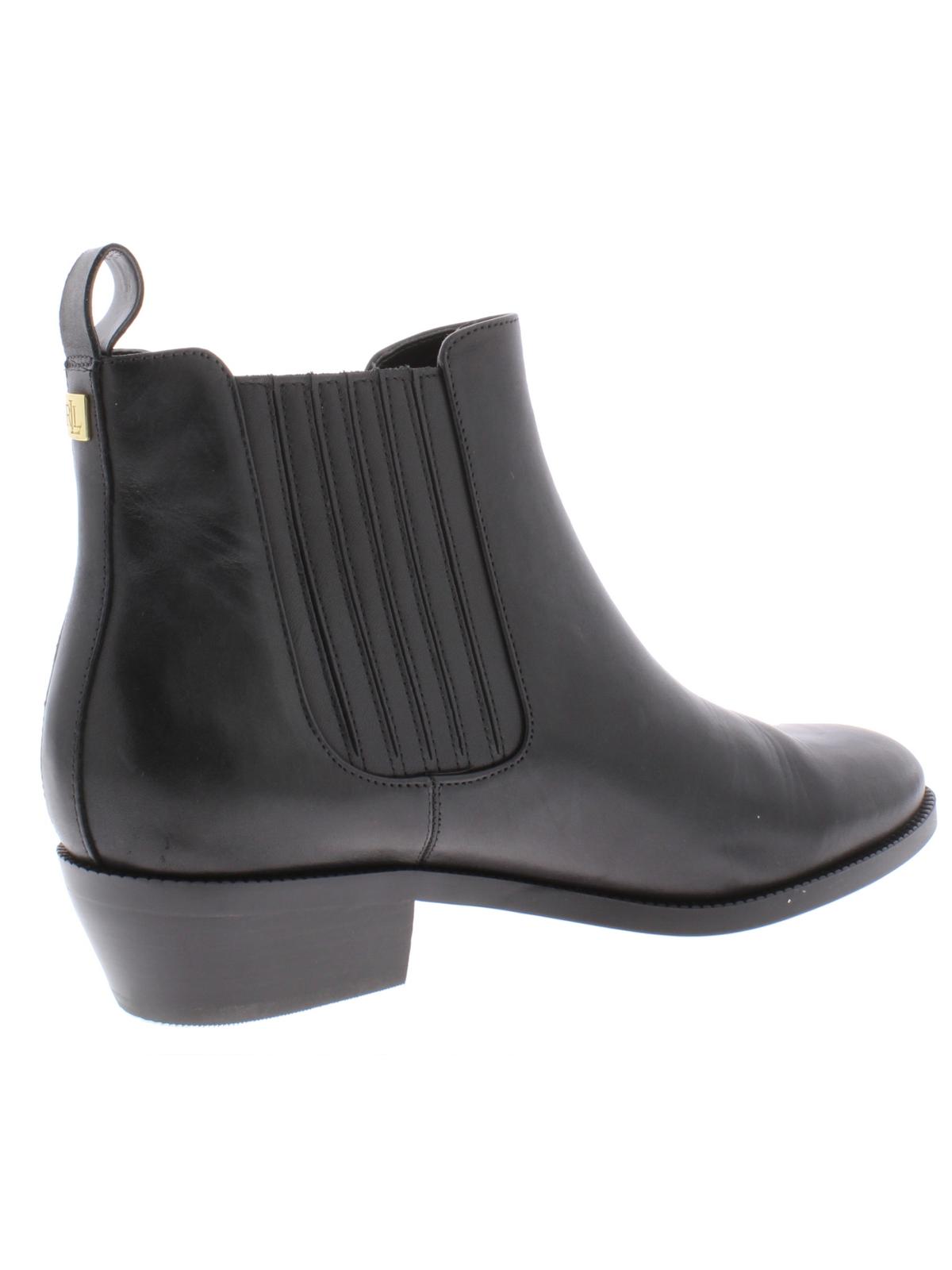 Ralph Lauren Ericka Leather Ankle Boot Feminino Preto Tamanho 8 B