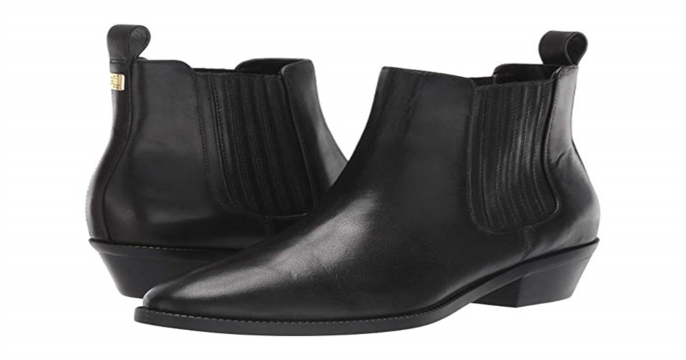 Ralph Lauren Ericka Leather Ankle Boot Feminino Preto Tamanho 8 B