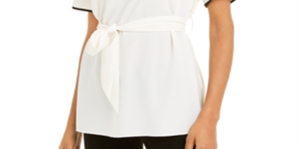 Top Alfani Feminino com Amarração na Cintura, Branco, Tamanho Pequeno