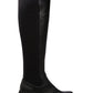 Steve Madden Botas femininas de couro Rino com bico fechado e cano alto, pretas, tamanho 5,5 M