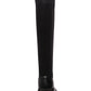 Steve Madden Botas femininas de couro Rino com bico fechado e cano alto, pretas, tamanho 5,5 M