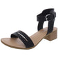 Sandálias femininas Sun + Stone Alectap com tira no tornozelo e salto preto, tamanho 7,5 M