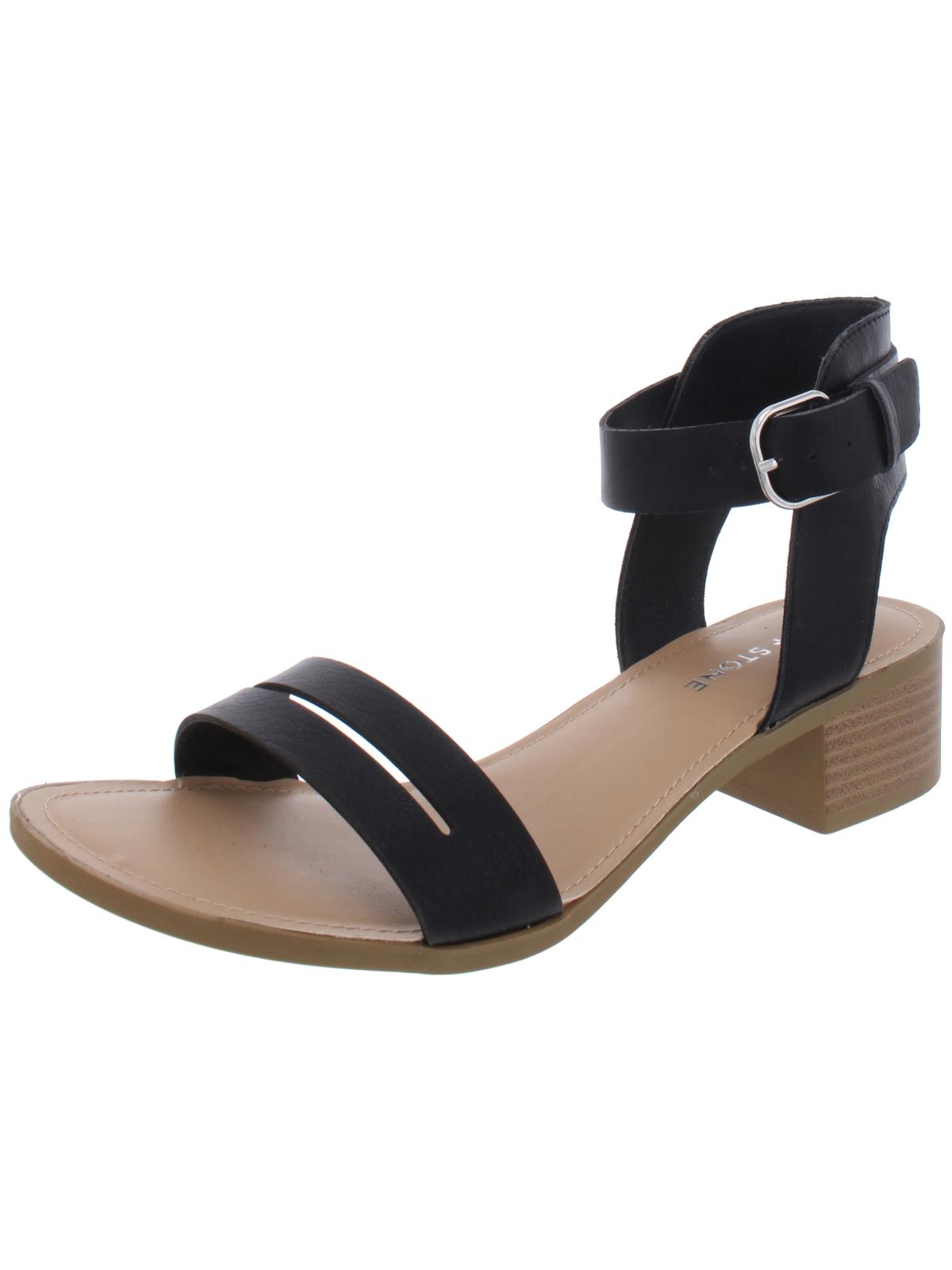 Sandálias femininas Sun + Stone Alectap com tira no tornozelo e salto preto, tamanho 7,5 M