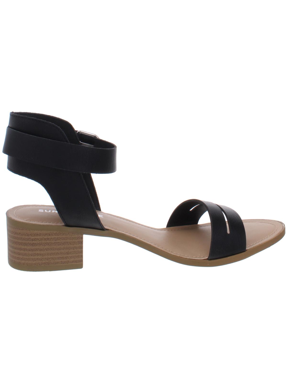 Sandálias femininas Sun + Stone Alectap com tira no tornozelo e salto preto, tamanho 7,5 M