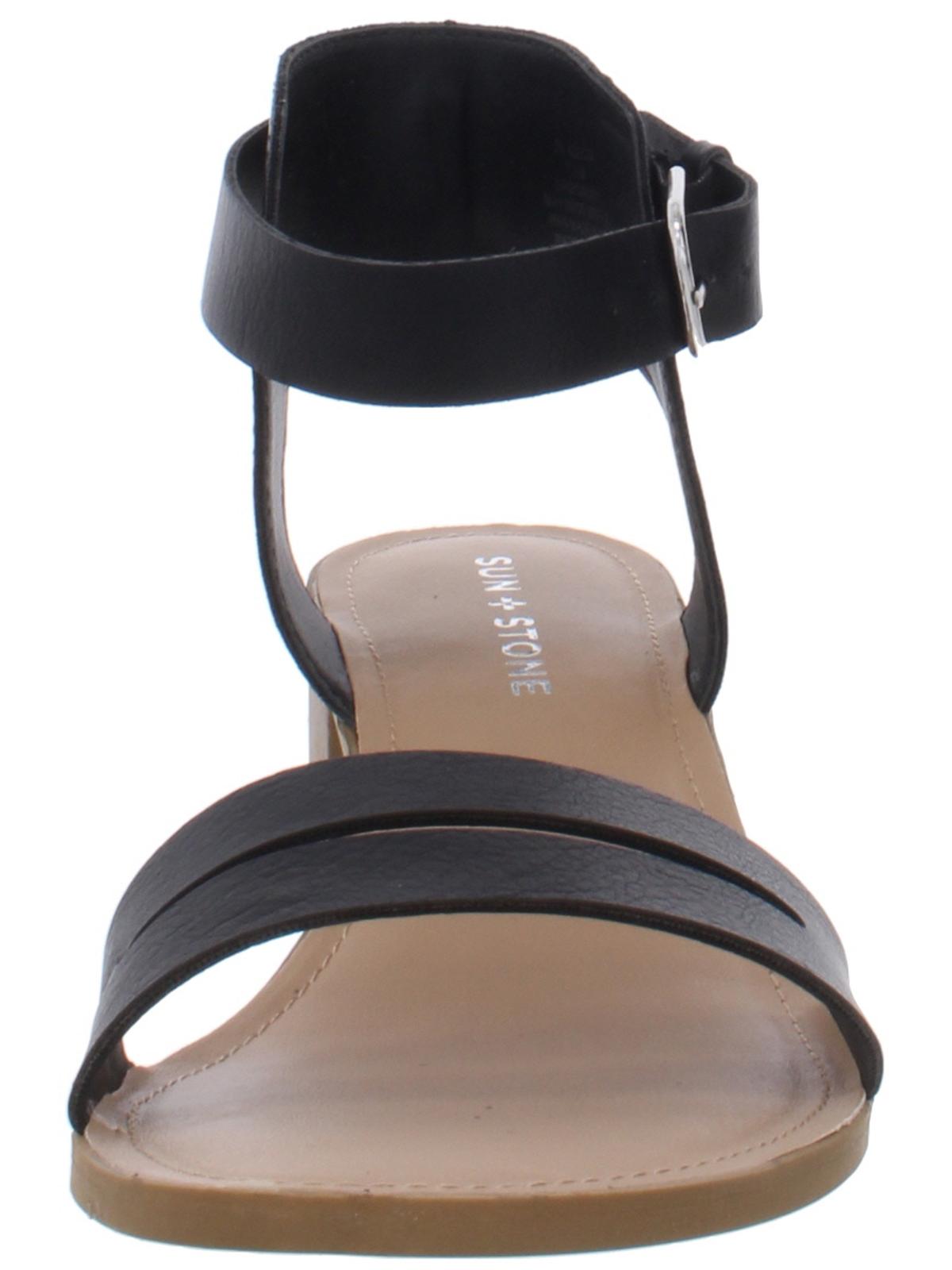 Sandálias femininas Sun + Stone Alectap com tira no tornozelo e salto preto, tamanho 7,5 M