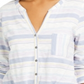 Camisa feminina pequena de algodão listrada com amarração frontal, tamanho branco, pequena M