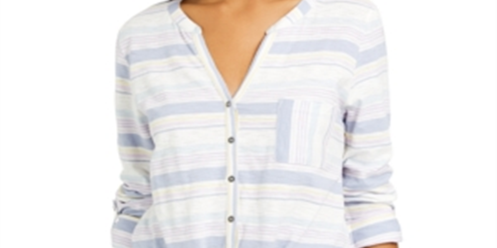 Camisa feminina pequena de algodão listrada com amarração frontal, tamanho branco, pequena M