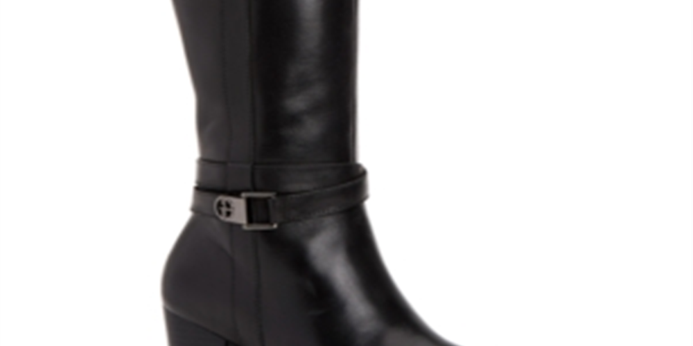 Giani Bernini Rozario Couro Feminino Biqueira Amêndoa Joelho Alto Botas Moda Pretas Tamanho 5,5M