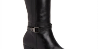 Giani Bernini Women's Rozario Leather Almond Toe Knee High Fashion Boots Black Size 5.5M
