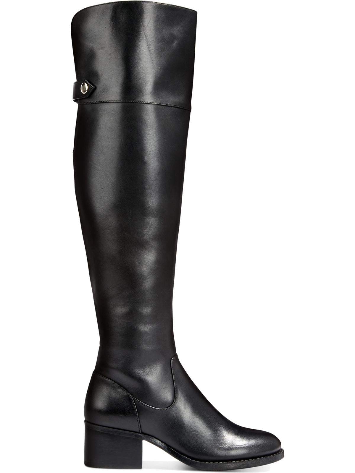 Botas femininas de couro Karmenn Tall Over the Knee da INC International Concepts, pretas, tamanho 9 M