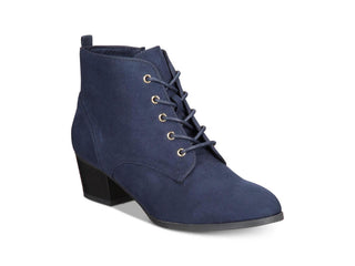 Botas femininas Charter Club com bico amendoado e salto alto, tamanho 10 M, azul