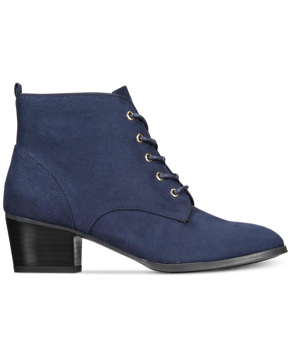 Botas femininas Charter Club com bico amendoado e salto alto, tamanho 10 M, azul