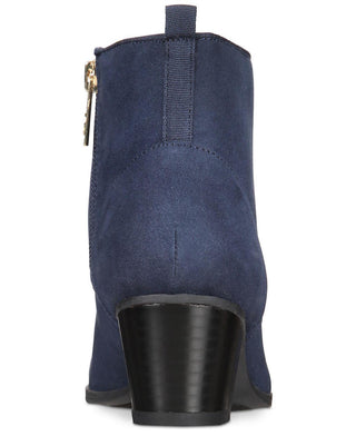 Botas femininas Charter Club com bico amendoado e salto alto, tamanho 10 M, azul