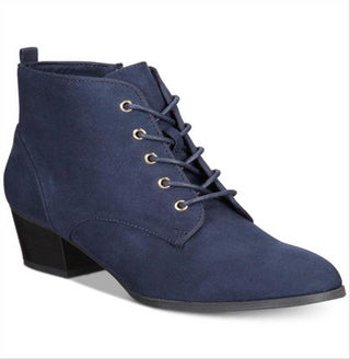 Botas femininas Charter Club com bico amendoado e salto alto, tamanho 10 M, azul