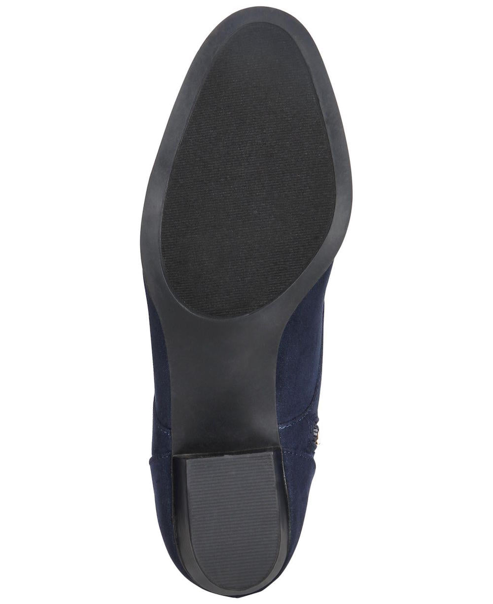 Botas femininas Charter Club com bico amendoado e salto alto, tamanho 10 M, azul