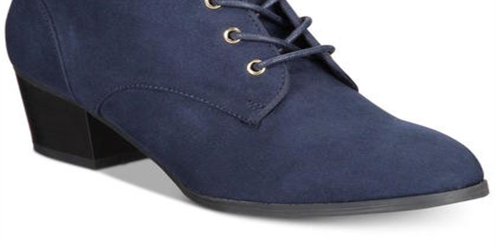 Botas femininas Charter Club com bico amendoado e salto alto, tamanho 10 M, azul