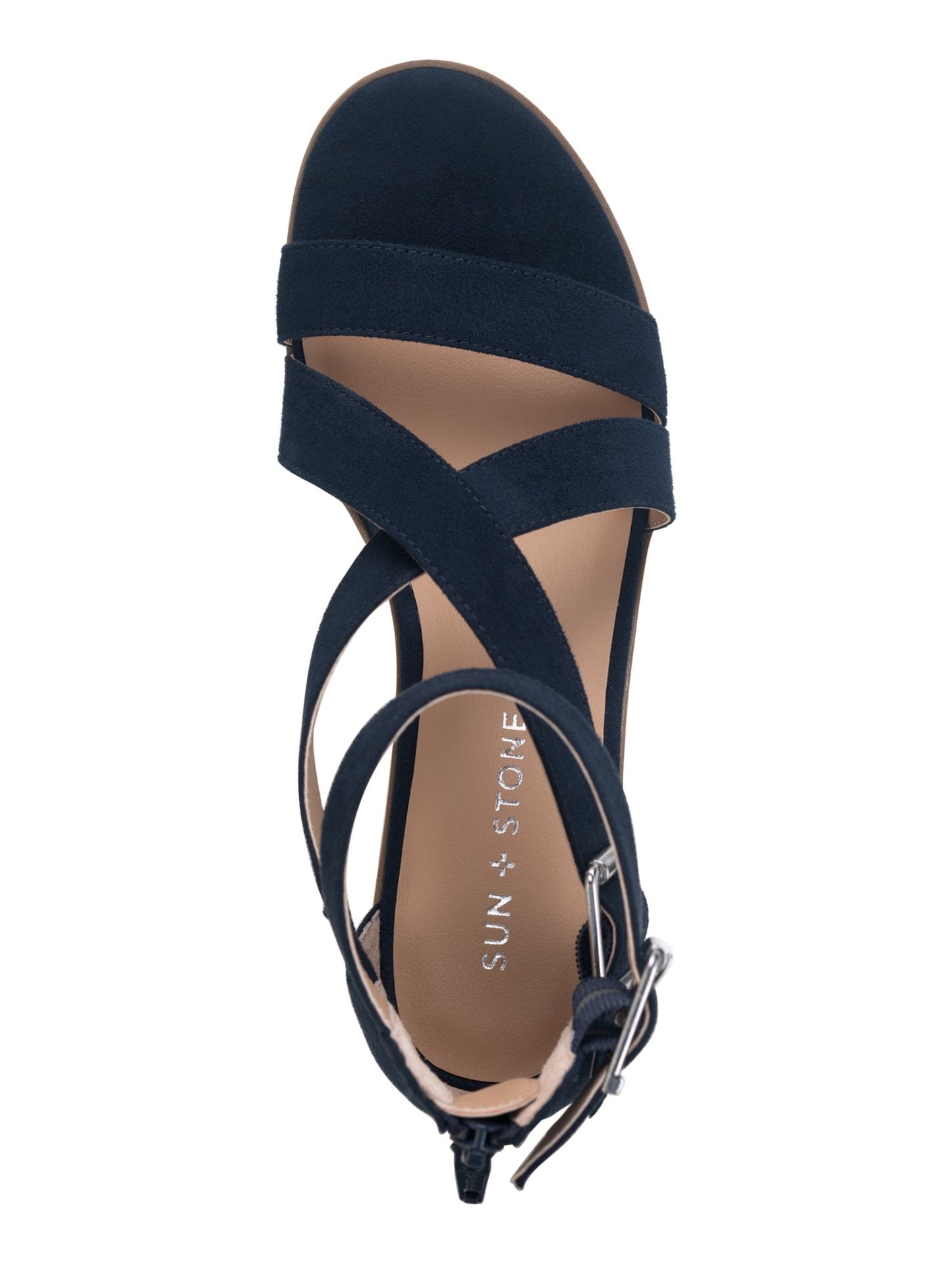 Sandálias femininas Sun + Stone Quinn Block Heel City Azul Tamanho 12M