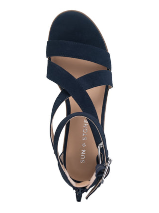 Sandálias femininas Sun + Stone Quinn Block Heel City Azul Tamanho 12M