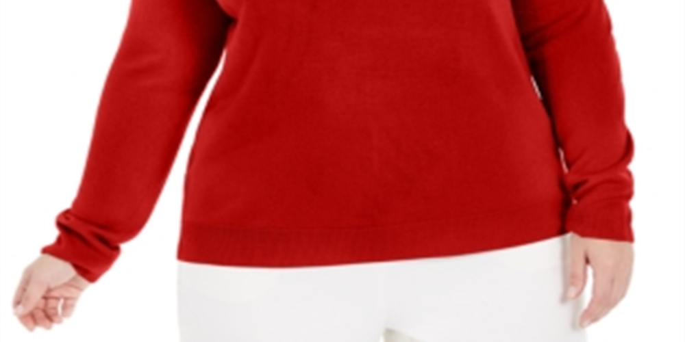 Karen Scott Suéter Feminino Plus Gola Alta Luxsoft Vermelho Tamanho 1X