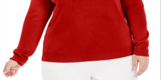 Karen Scott Suéter Feminino Plus Gola Alta Luxsoft Vermelho Tamanho 1X