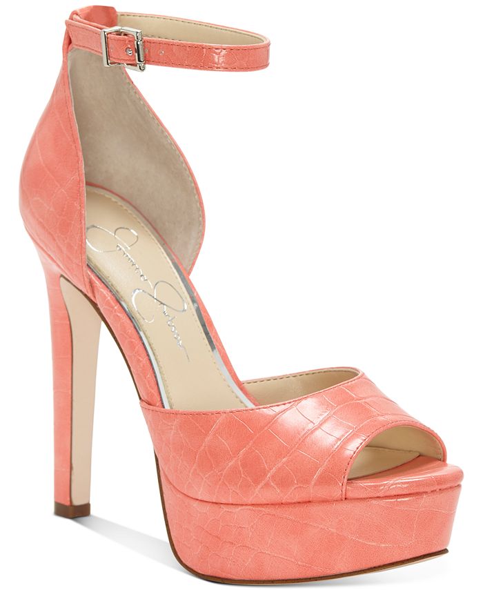 Sandálias plataforma femininas Jessica Simpson Beeya de duas peças, sapatos femininos, rosa, tamanho 8,5 M