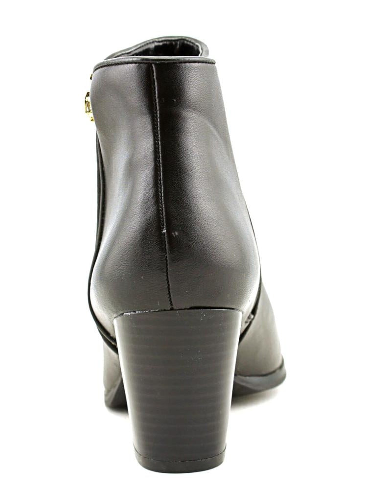 Botas femininas estilo &amp; co Jamila de couro, bico amendoado, cano curto, pretas, tamanho 6,5 M