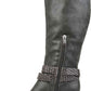 Botas femininas Journee Collection Comfort antiderrapantes Garin Almond Toe Wedge com zíper e bico fino, cinza, tamanho 9X-WC