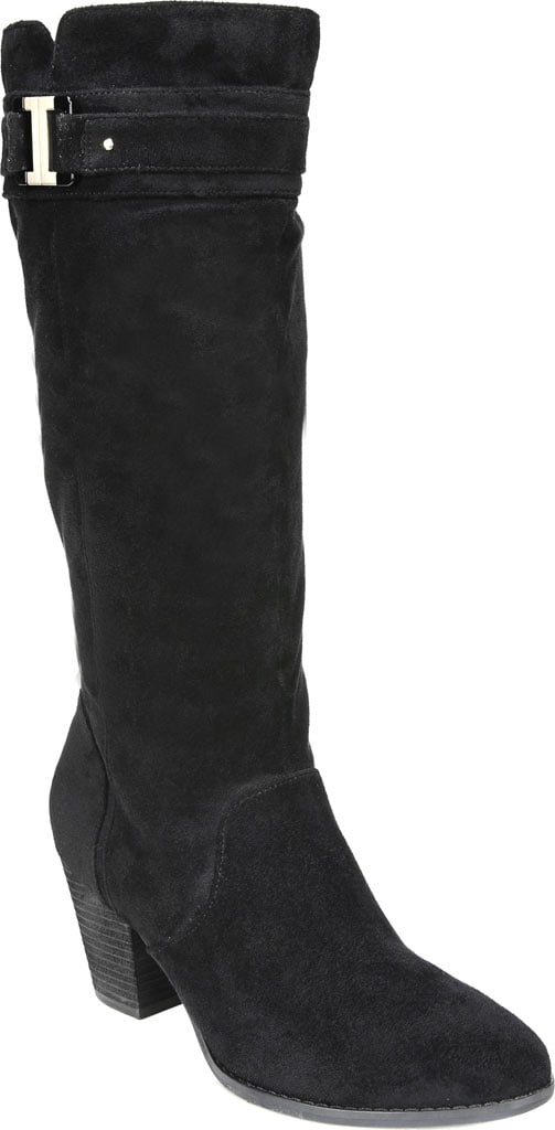 Botas de cano largo Dr. Scholl's Devote Riding de camurça sintética para mulheres, pretas, tamanho 9M