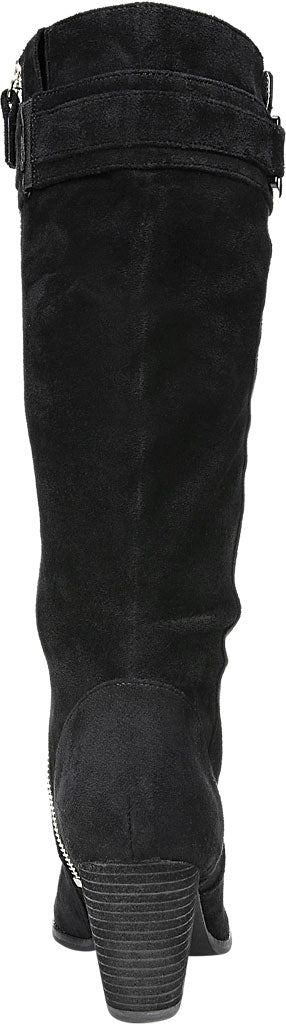 Botas de cano largo Dr. Scholl's Devote Riding de camurça sintética para mulheres, pretas, tamanho 9M