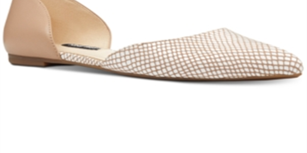Sapatilhas de balé femininas Nine West Starship de couro com bico fino, marrom, tamanho 8,5 M
