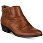Botas Baretraps Femininas com Tiras no Tornozelo, Franzidas, Acolchoadas, Bico Redondo, Salto Alto e Zíper, Marrom, Tamanho 11 M
