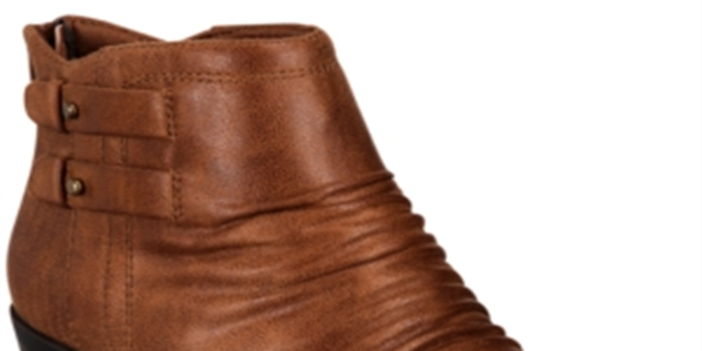 Botas Baretraps Femininas com Tiras no Tornozelo, Franzidas, Acolchoadas, Bico Redondo, Salto Alto e Zíper, Marrom, Tamanho 11 M