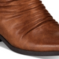 Botas Baretraps Femininas com Tiras no Tornozelo, Franzidas, Acolchoadas, Bico Redondo, Salto Alto e Zíper, Marrom, Tamanho 11 M
