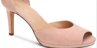 Sandálias femininas Alfani Peonyyl Suede Peep Toe com tira no tornozelo, rosa, tamanho 7,5 M