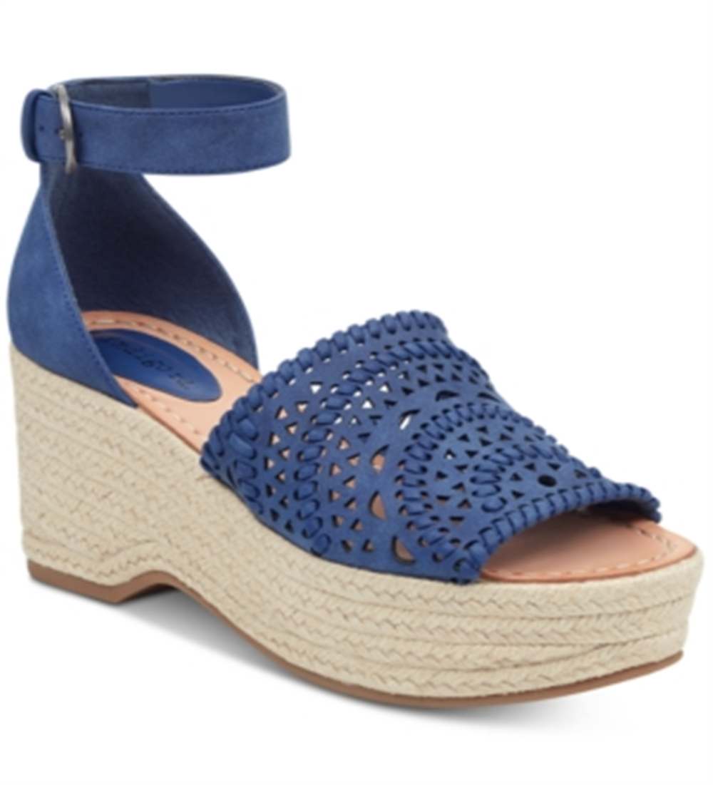 Sandálias femininas Jordie de couro sintético, alpargatas, azul, tamanho 8,5 M, Indigo Rd.